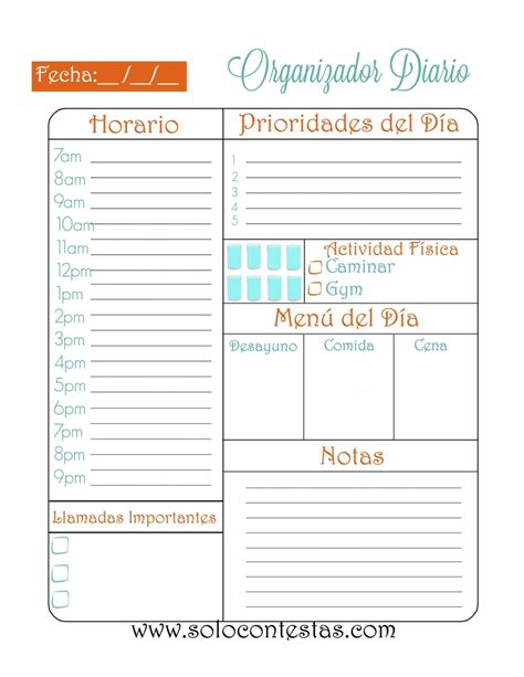 Imprimibles Para Organizarteagenda Diaria Y Hoja Para Guardar