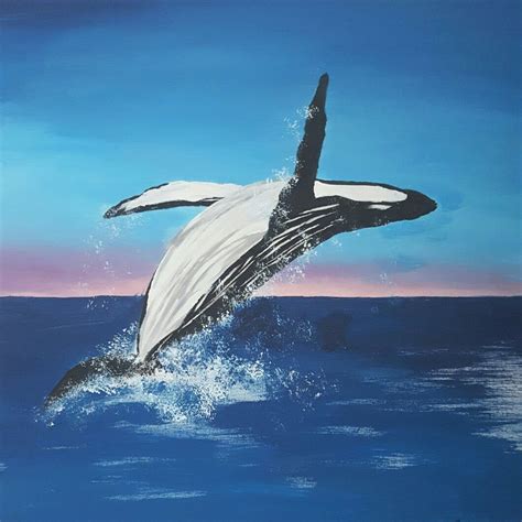 Humpback Whale Breaching In Arcylic Paint Illustration By