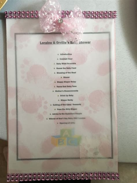 An event program is a description of the event that is to take place. Baby Shower Program | Baby shower program, Baby shower ...