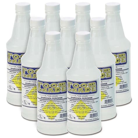 8% Food Grade Hydrogen Peroxide (16 fl oz, Case of 9)