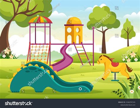 Children Playground Swings Slide Climbing Ladders Stock Vector Royalty