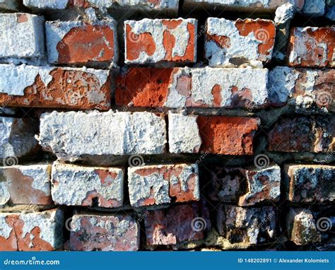 The Old Brick Wall Is Made Of Red Bricks Stock Image Image Of Retro