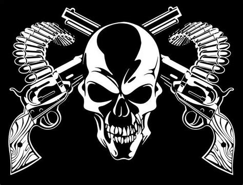 Skull Cross Bone Guns Pistol Bullets Large Car Truck Window Vinyl Decal