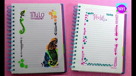 15 ideas para darle color y organización a tus cuadernos. ️ IDEAS PARA MARCAR CUADERNOS FÁCILES 💚 Cómo dibujar ...