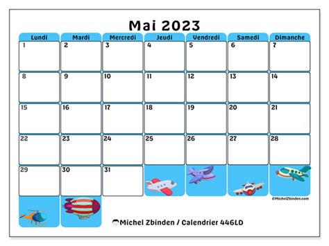 Calendrier Mai 2023 à Imprimer “446ld” Michel Zbinden Ca