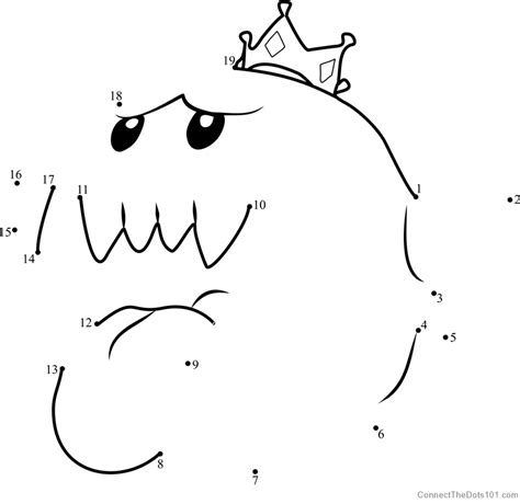King Boo From Super Mario Dot To Dot Printable Worksheet Connect The Dots