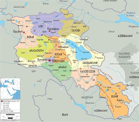 Detailed Political Map Of Armenia Ezilon Maps