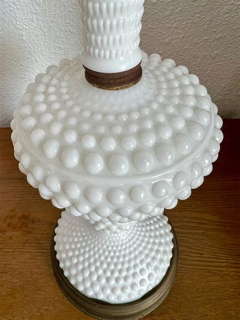 Vintage White Hobnail Lamp Milk Glass 28 5 Tall Knobby Etsy