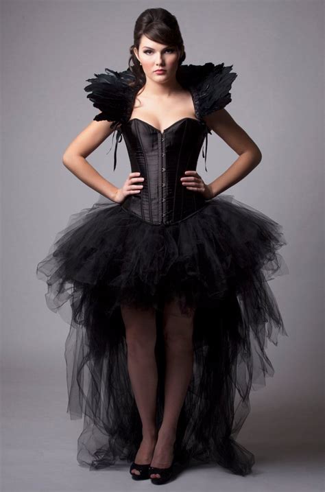 Custom Black Queen Corset Dress Burlesque Costume Feather High