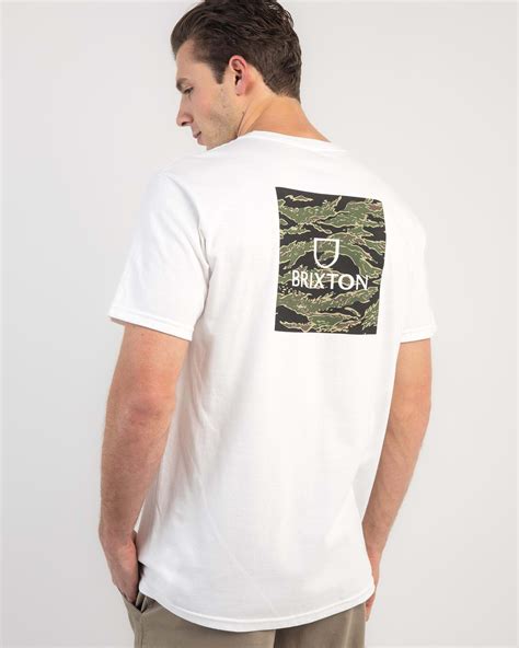 Shop Brixton Alpha Square T Shirt In White Tiger Camo Fast Shipping