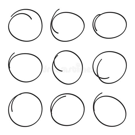 Set Hand Drawn Ovals Stock Vector Illustration Of Circular 84651835