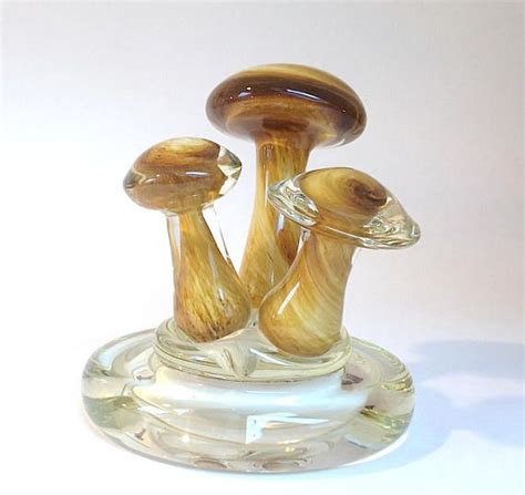 Vintage Handblown Glass Mushrooms Trio Sculpture Paperweight 3 Etsy