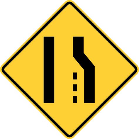 Traffic Signs Right Lane Ends Or Road Narrows From The Right 12 X 8