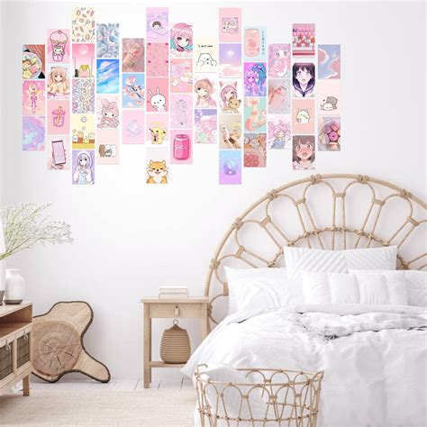 Buy 50pcs Kawai Anime Aesthetic Picture Wall Collage Kit Pink Cartoon