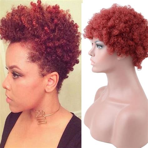 Short Razeal Red Afro Wig Short Human Hair Wigs Short Wigs Wig