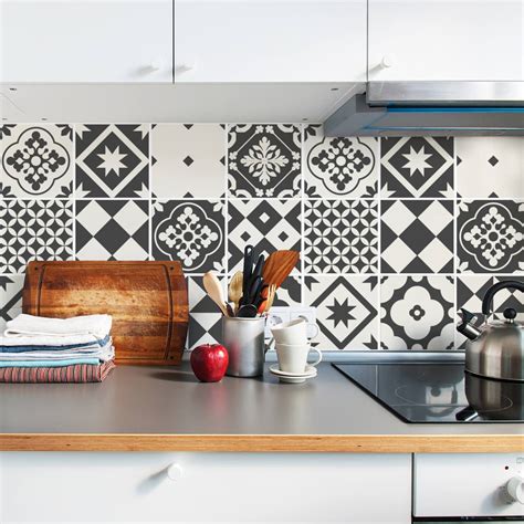 Grey Tile Decals Tile Stickers Set Geometric Traditional Etsy
