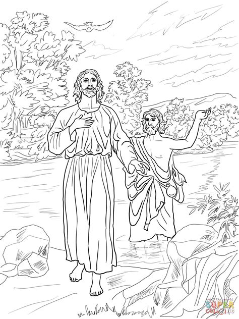 Jesus Baptized By John The Baptist Coloring Page Free Printable
