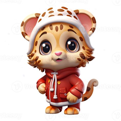 Cute Leopard With Christmas Clipart Illustration Ai Generative 29880719 Png