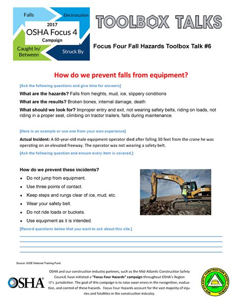 Toolbox Talk Examples 2 Week Safety Campaign Schedule