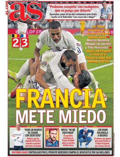 Today S Papers La Roja To Face France In The Final Of The Nations League On Sunday Evening