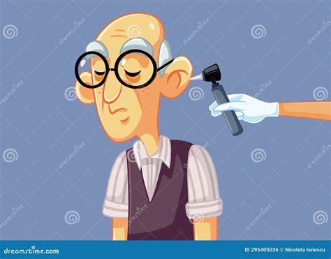 Vector Doctor Using Otoscope For Ear Control On A Senior Man Stock