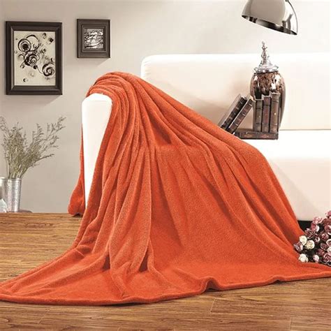 Double Bed Ac Fleece Blanket Orange Myhomedecorpk