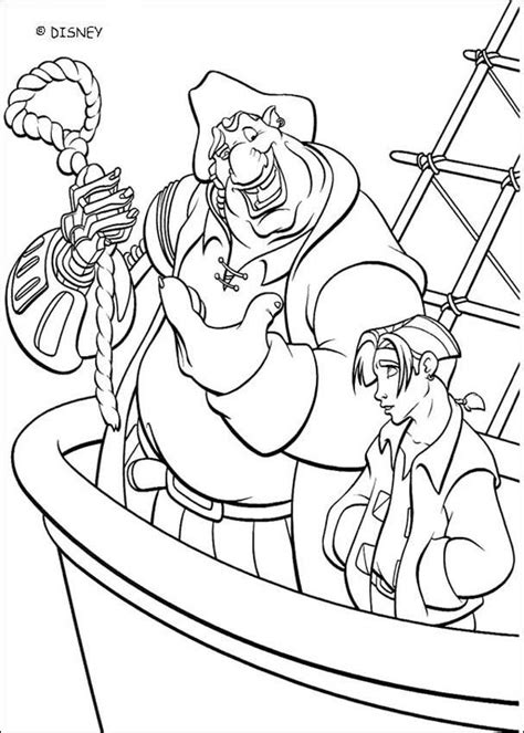 coloring page of the disney movie treasure planet color john silver and jim hawkins planet