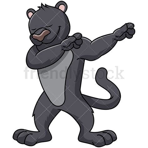 Dabbing Black Panther Cartoon Vector Clipart Friendlystock Cartoons
