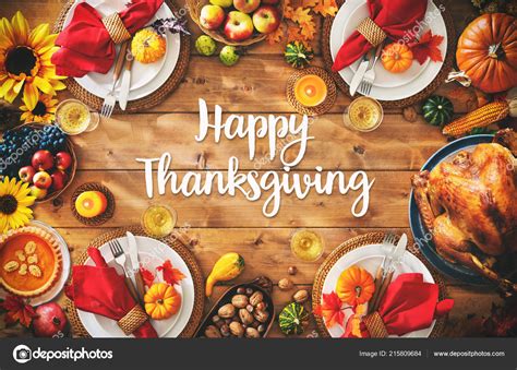 Thanksgiving Celebration Traditional Dinner Setting Meal Concept Happy