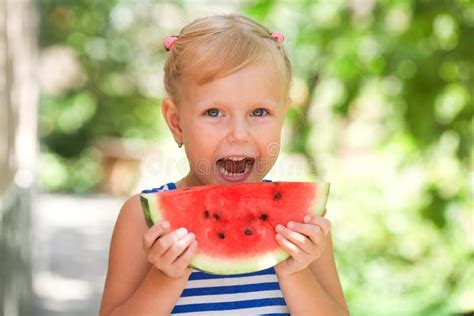 Funny Child Eating Watermelon Stock Photo Image Of Cute Diet 115493430