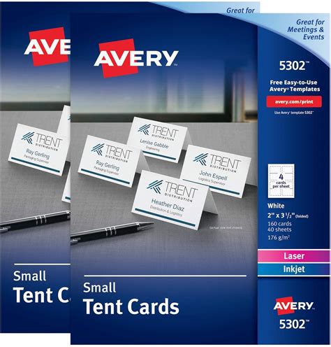 Avery Printable Small Tent Cards 2 X 35 Two Sided Printing Matte