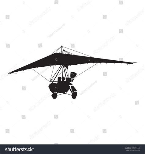 Hang Glider Silhouette Black Vector Drawing Stock Vector Royalty Free