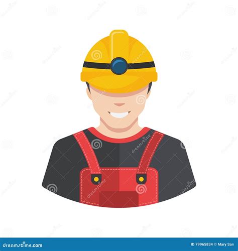 Smiling Construction Worker Builder Icon Avatar Flat Stock Vector