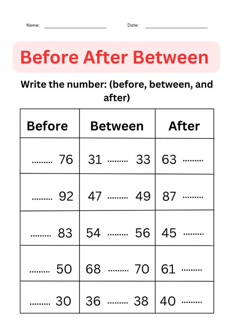 Before After And Between Worksheets For Grade 1 2 3 Made By Teachers