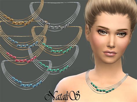 The Sims Resource Natalismultiwire Necklace With Cabochons