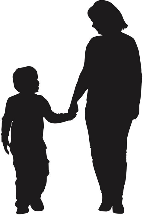 Mother Child Silhouette Son Child Png Download 25603840 Free