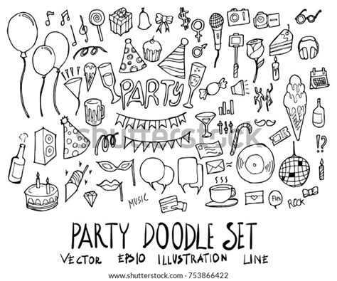Set Party Illustration Hand Drawn Doodle Stock Vector Royalty Free