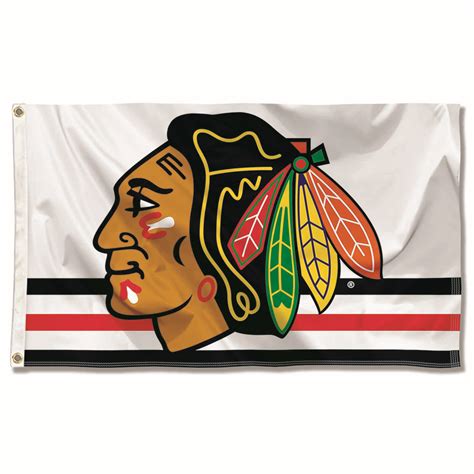 Chicago Blackhawks White Flag Large 3x5 848267030497 Ebay