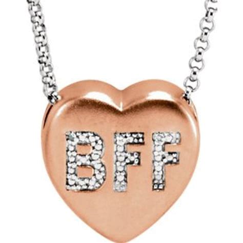 Bedrock Jewelry 007 Ctw Diamond Bff Heart Necklace