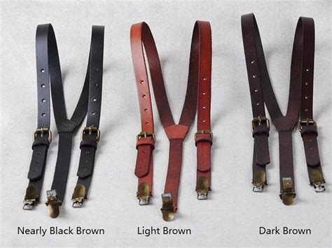 Leather Suspenders Braces Brownblack Clip On Adjustable Belt Hand