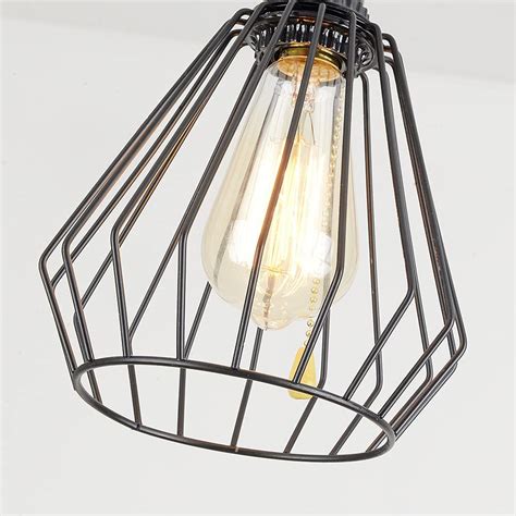 Vintage Industrial Pendant Light Adjustable Black Cage Hanging Lightin