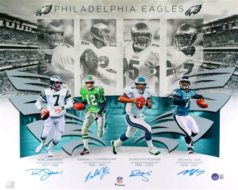 Eagles Qb Legends 16x20 Photo Signed By 4 With Michael Vick Donovan