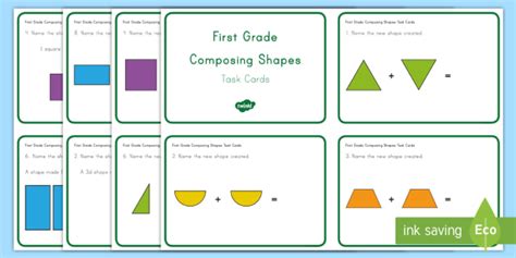 First Grade Composing Shapes Task Cards Teacher Made