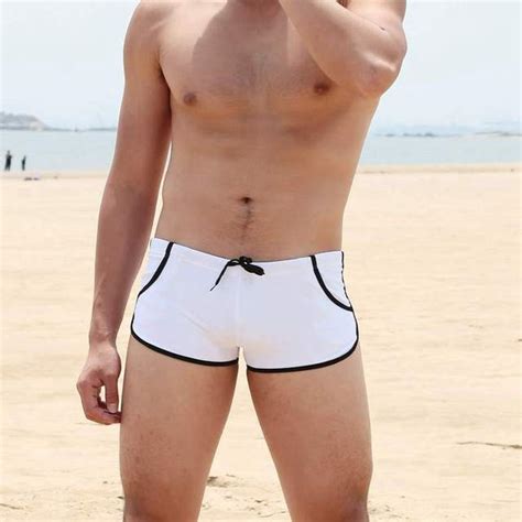 Seobean Brand Mens Boxer Trunks Sexy Beach Swimming Gay Pocket Mens