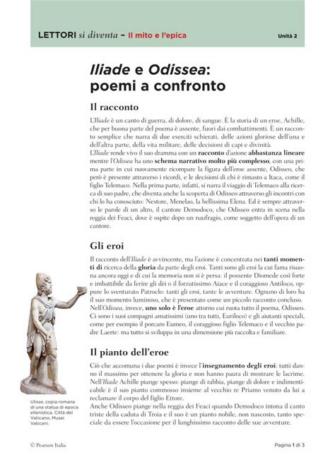 PDF Iliade e Odissea poemi a confronto Pearson talia Pagina di LETT si diea epica Unità