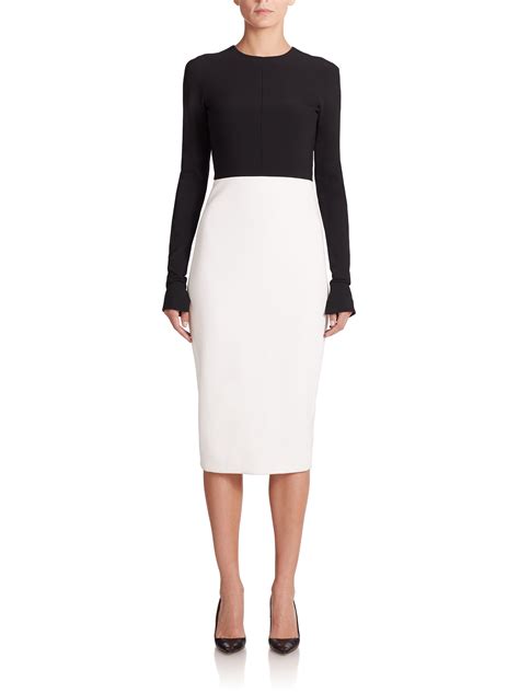 Lyst Narciso Rodriguez Scuba Crepe Long Sleeve Fitted Dress In Black