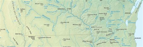 Physical Features Map Of The Contiguous Us