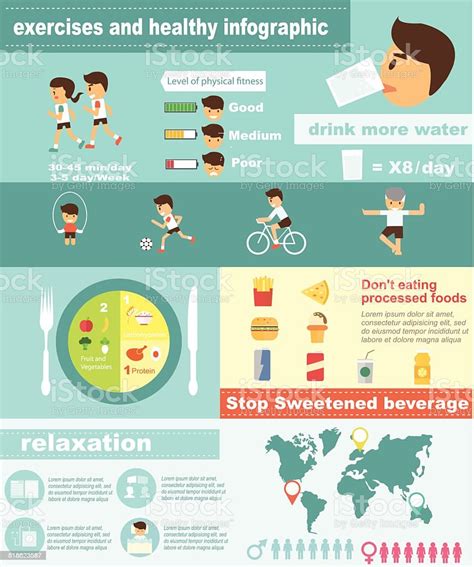 Exercises Fitness And Healthy Lifestyle Infographics Stock Illustration
