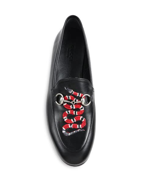 Lyst Gucci Brixton Snake Leather Loafers In Black