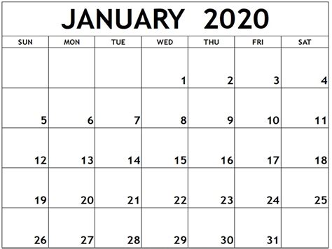 Collect Free Fillable Calendar 2020 Jan Calendar Printables Free Blank